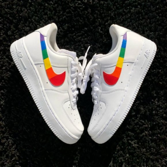 ? Nike Air Force 1 Custom Shoes Low Rainbow ? Pride Swoosh All Sizes Men Women main image 4